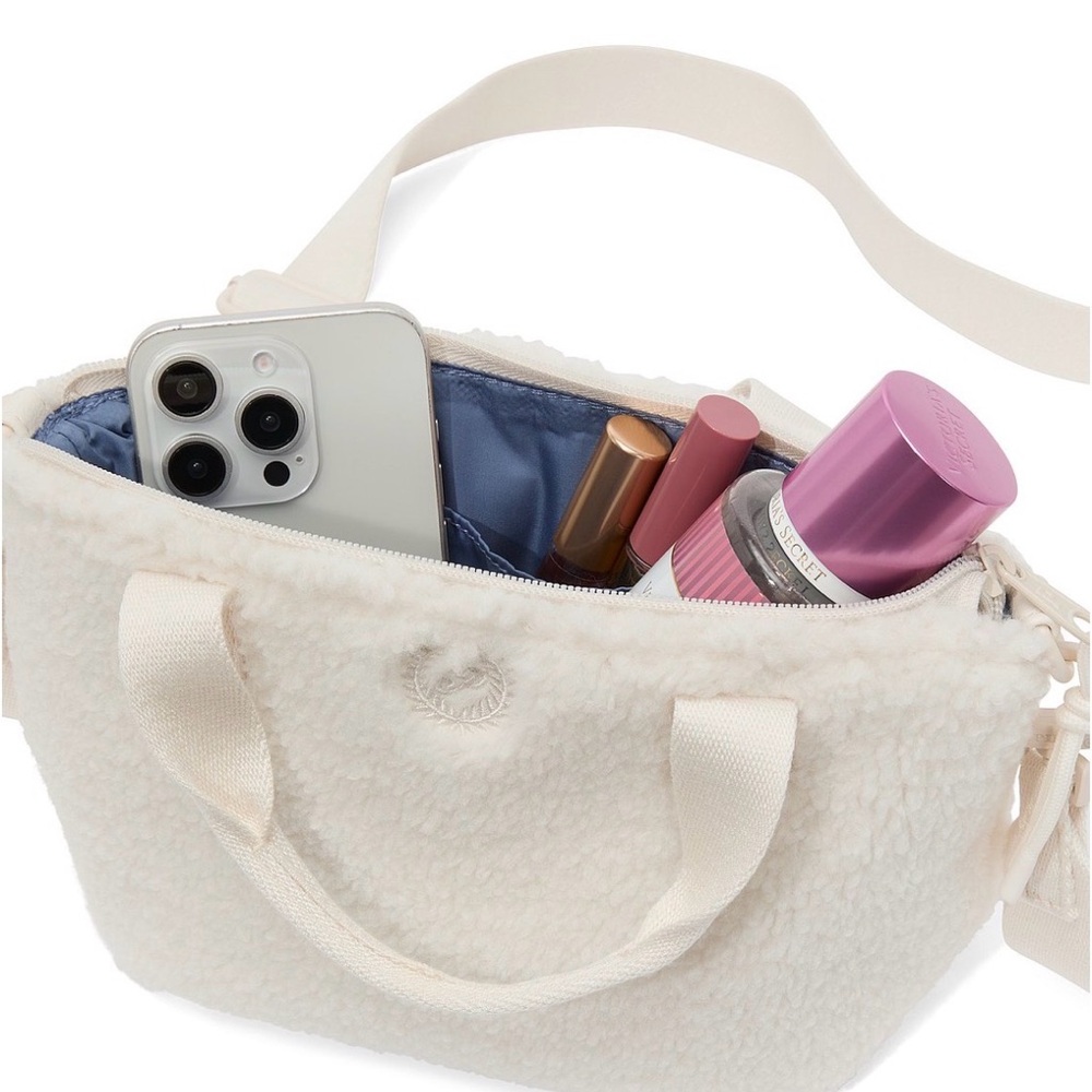 Victoria's Secret Cream Sherpa Mini Crossbody Bag